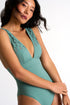 Plunging One-Piece With Oval Cut-Outs - 42480-03-600 4 / 600 Sage / 75% POLYAMIDE, 25% ELASTANE